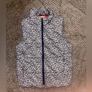 Blue/White Floral Vera Wang Princess S Quilted Vest w/ Pockets. EUC